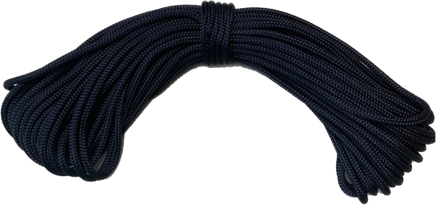 Double Braid Polyester Blue Ox Rope 1/4 Inch, Navy, 100 ft