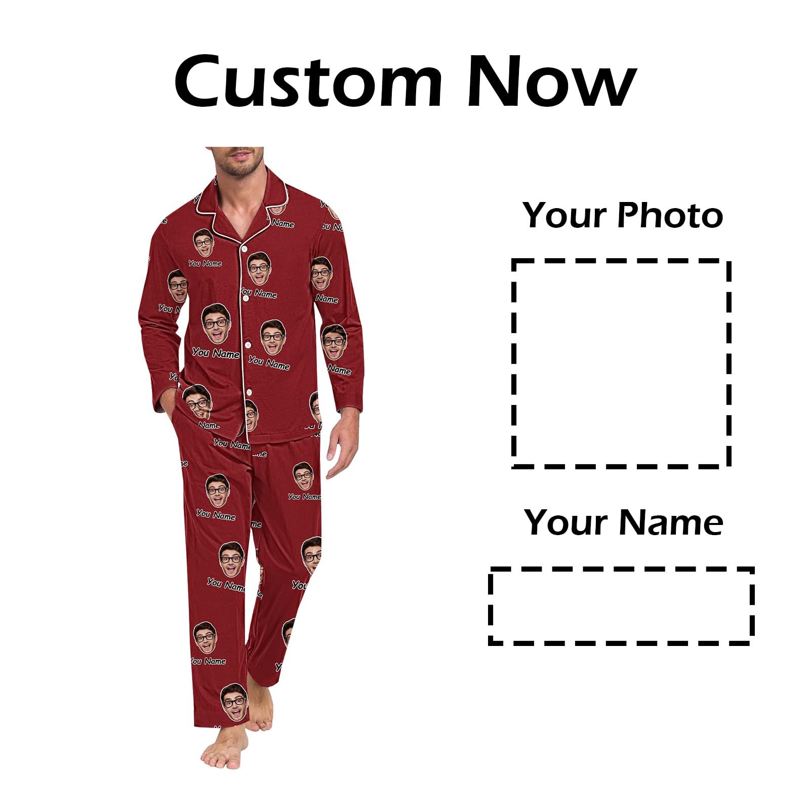 Generisch Pijama para hombre de longitud extragrande pantalones divertidos para hombres y mujeres parejas a juego unisex personalizados nombre albornoz gofre hombre