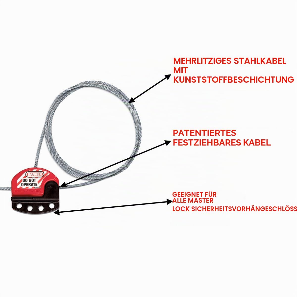 Master Lock S806 Verschiebbare Kabelverriegelung Länge 1,80 m
