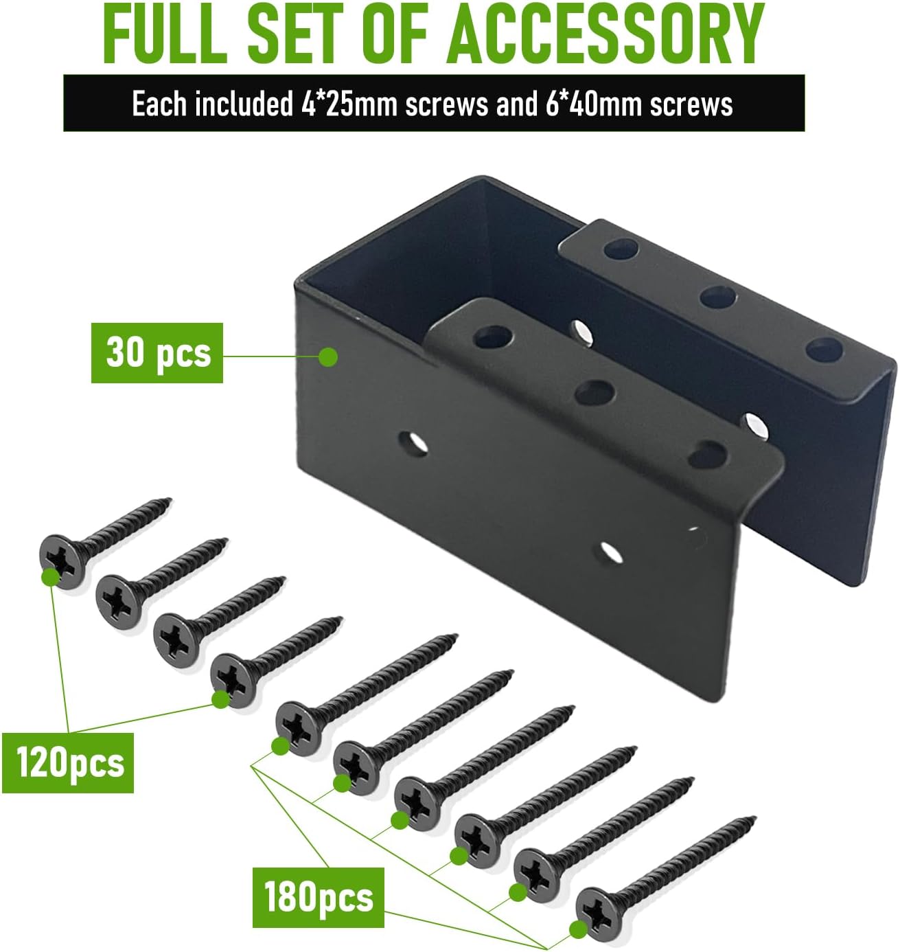 Concealed Joist Hangers, 30 Pcs, 2"x4" Outdoor Joist Bracket, Q235B Steel Powder Coated Flange Brackets with Screws, for Beam, Swing, Handrail, Fence.