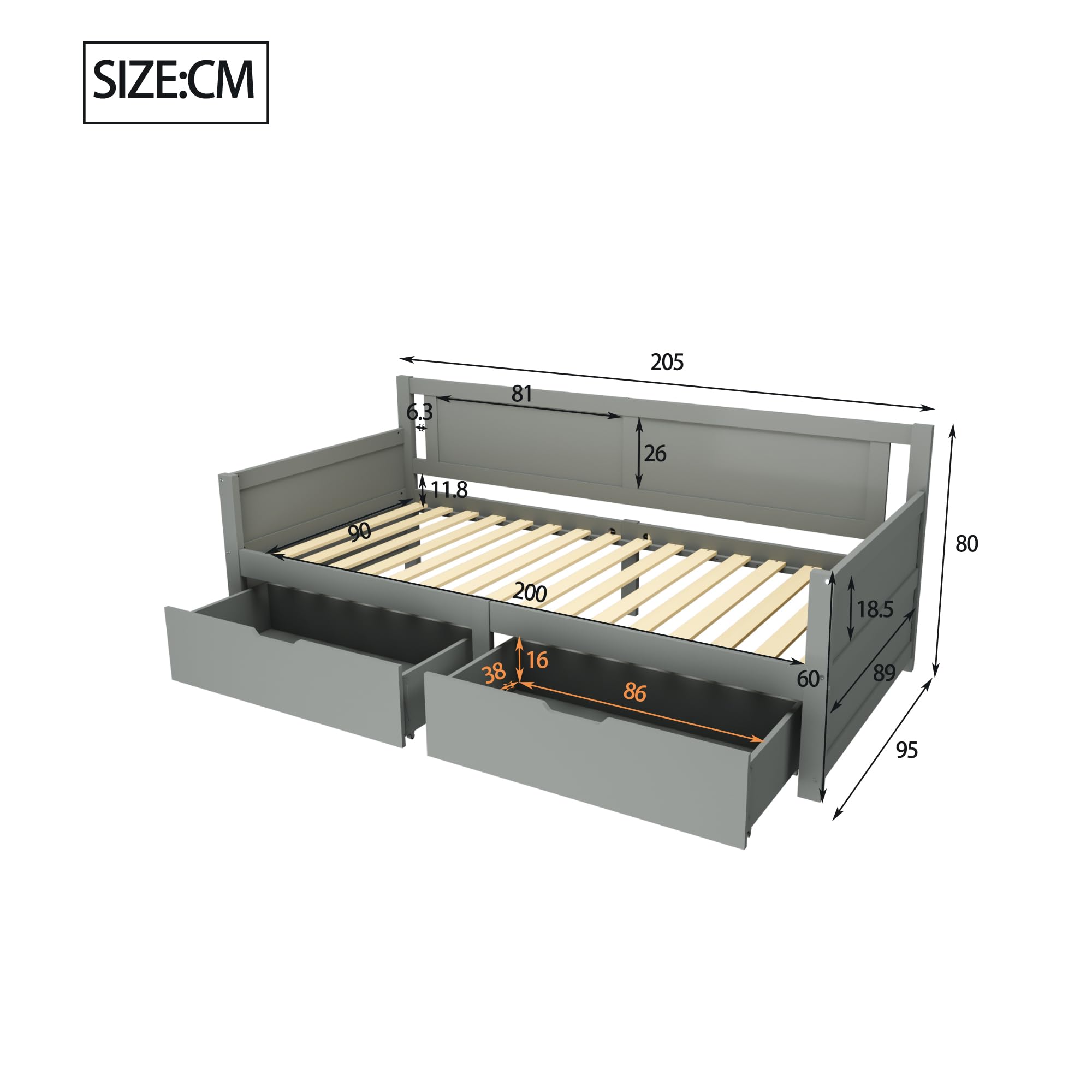 Moimhear Letto Imbottito 90 X 200 Cm, Divano Letto, Multifunzione Con Schienale E Braccioli Con 2 Ripiani In Similpelle Lettino Per Gli Ospiti Della Giovent Beige