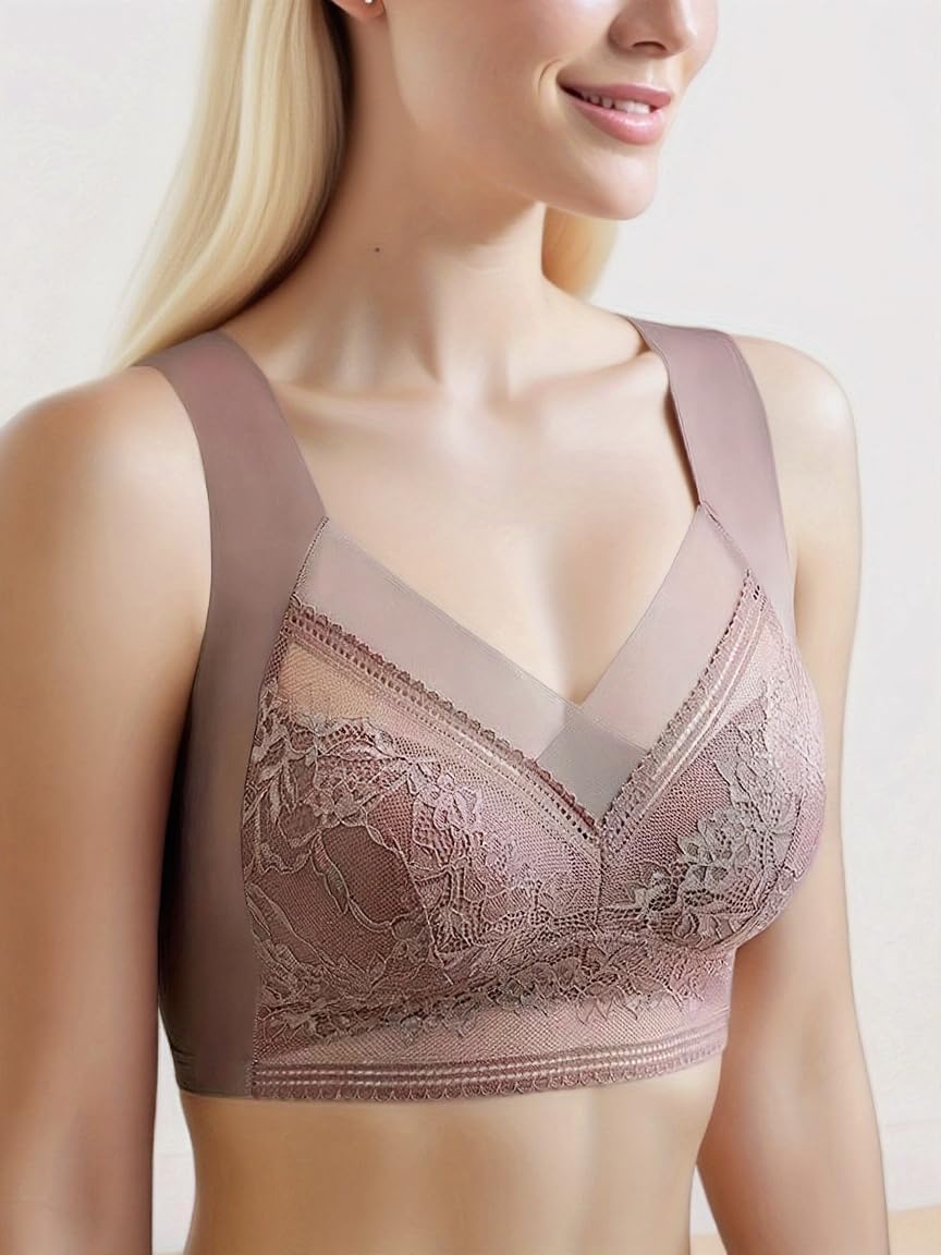 Wireless Bras Set for Women Floral Contrast Lace Comfy & Breathable Support Women's Bralettes Full Coverage Everyday Bras - Image 2