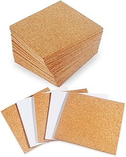 30 Pack Self-Adhesive Cork Squares 4” x 4” Cork Tiles Cork Backing Sheets Cork Coasters Square for DIY Crafts