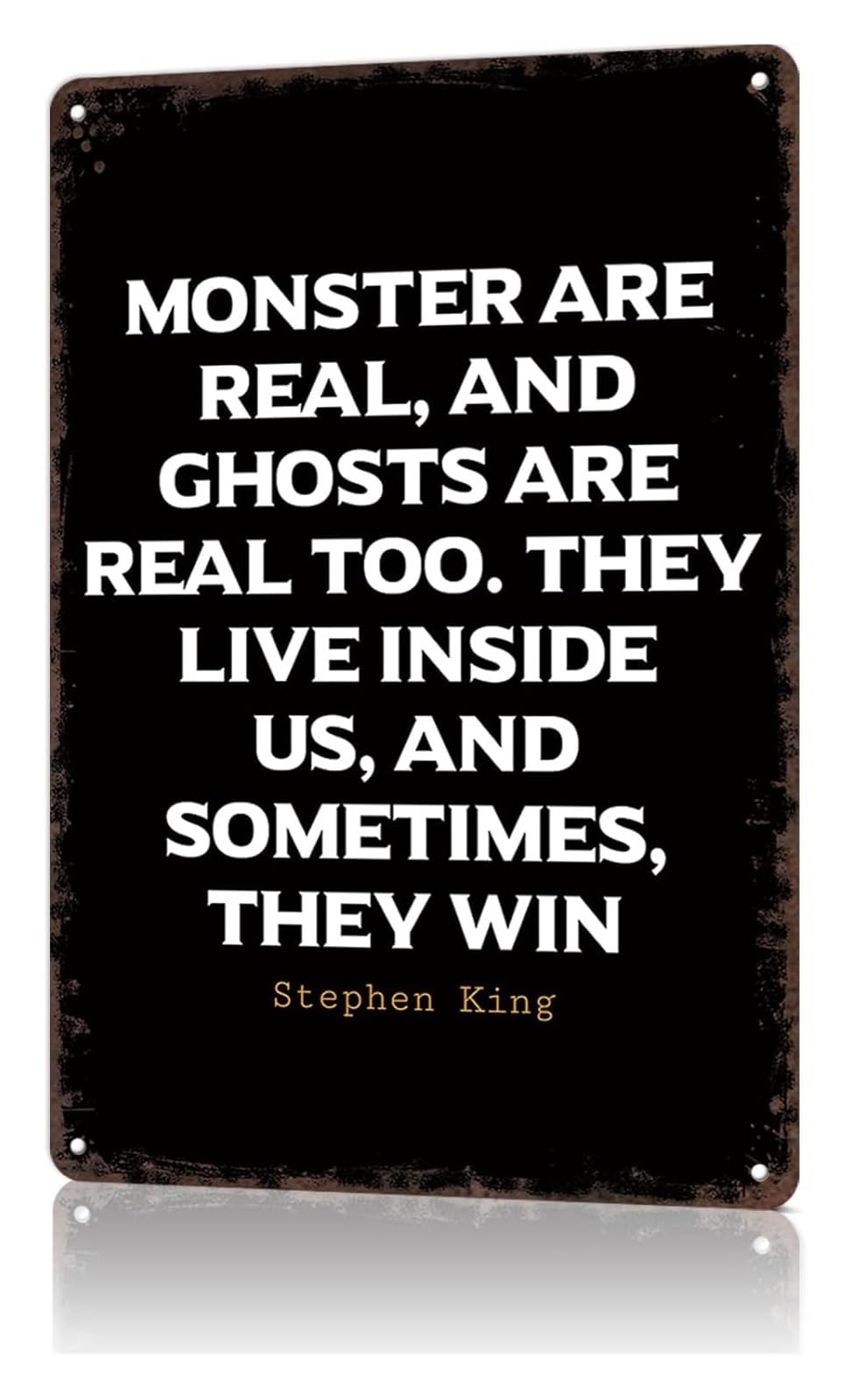 VWWJCCRO Distressed Metal Sign Thriller Genre Inspired Verse Scary Story Lover Gift Diner Cafe 8 X 12 inch