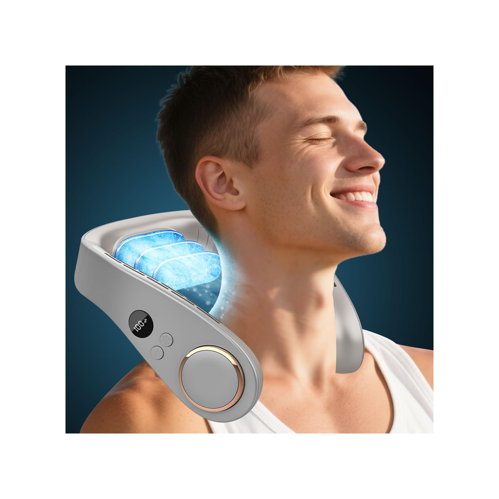 Ventilateur de cou portable rechargeable pour canicule et bureau silencieux