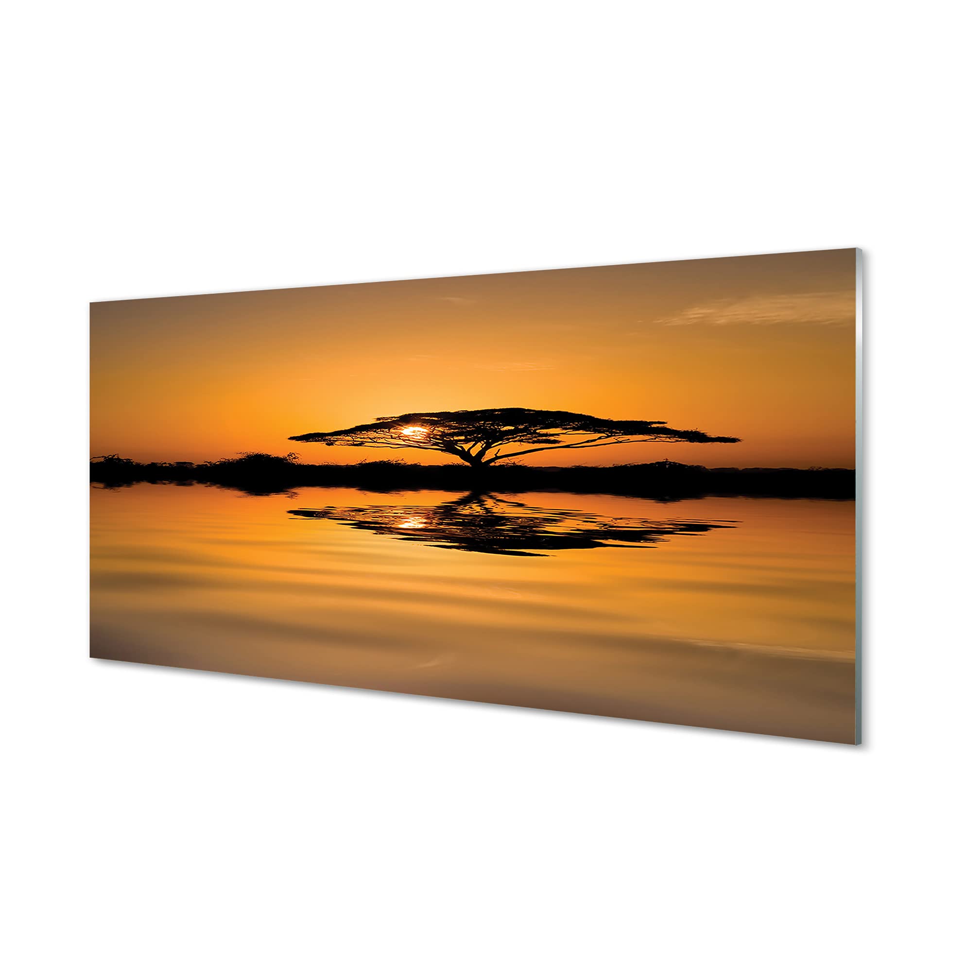 Panneau décoratif mural en verre de sécurité 120x60 image coucher de soleil d'Afrique Tulup