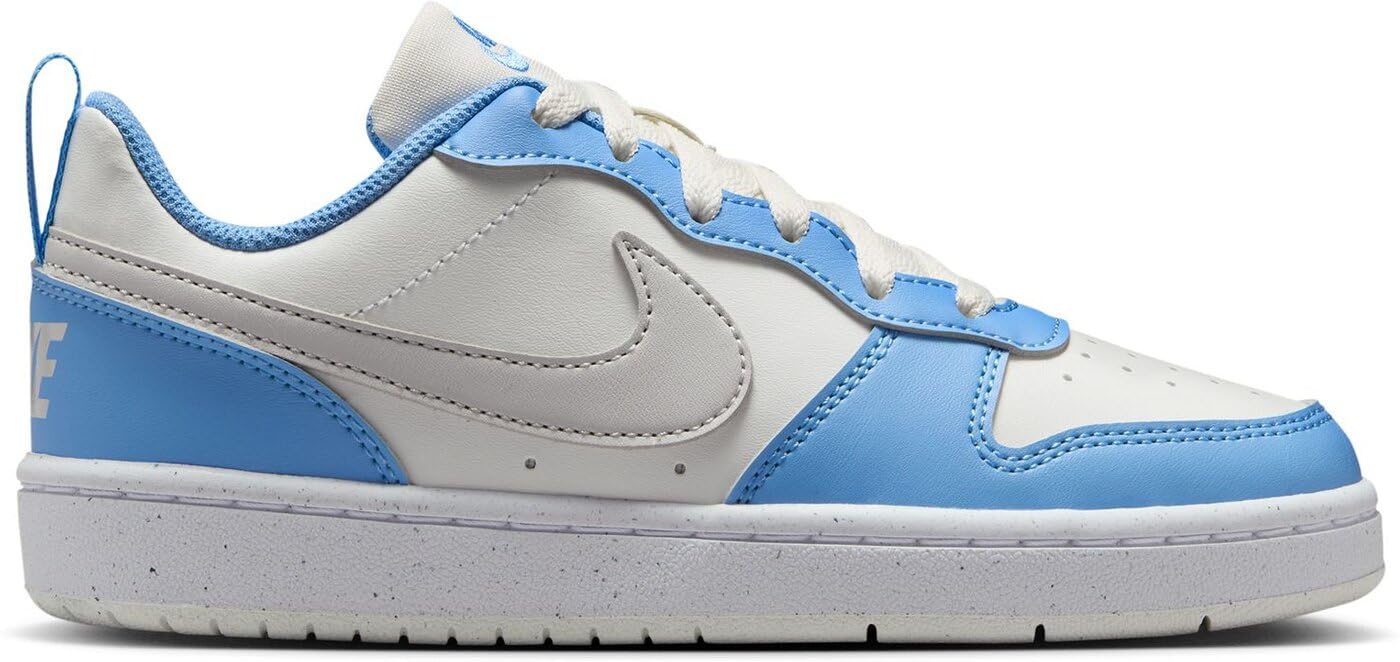Nike Boy's Court Borough Low Recraft (Big Kid) Sneaker, Summit White/Vast Grey/Cobalt Pulse, 5