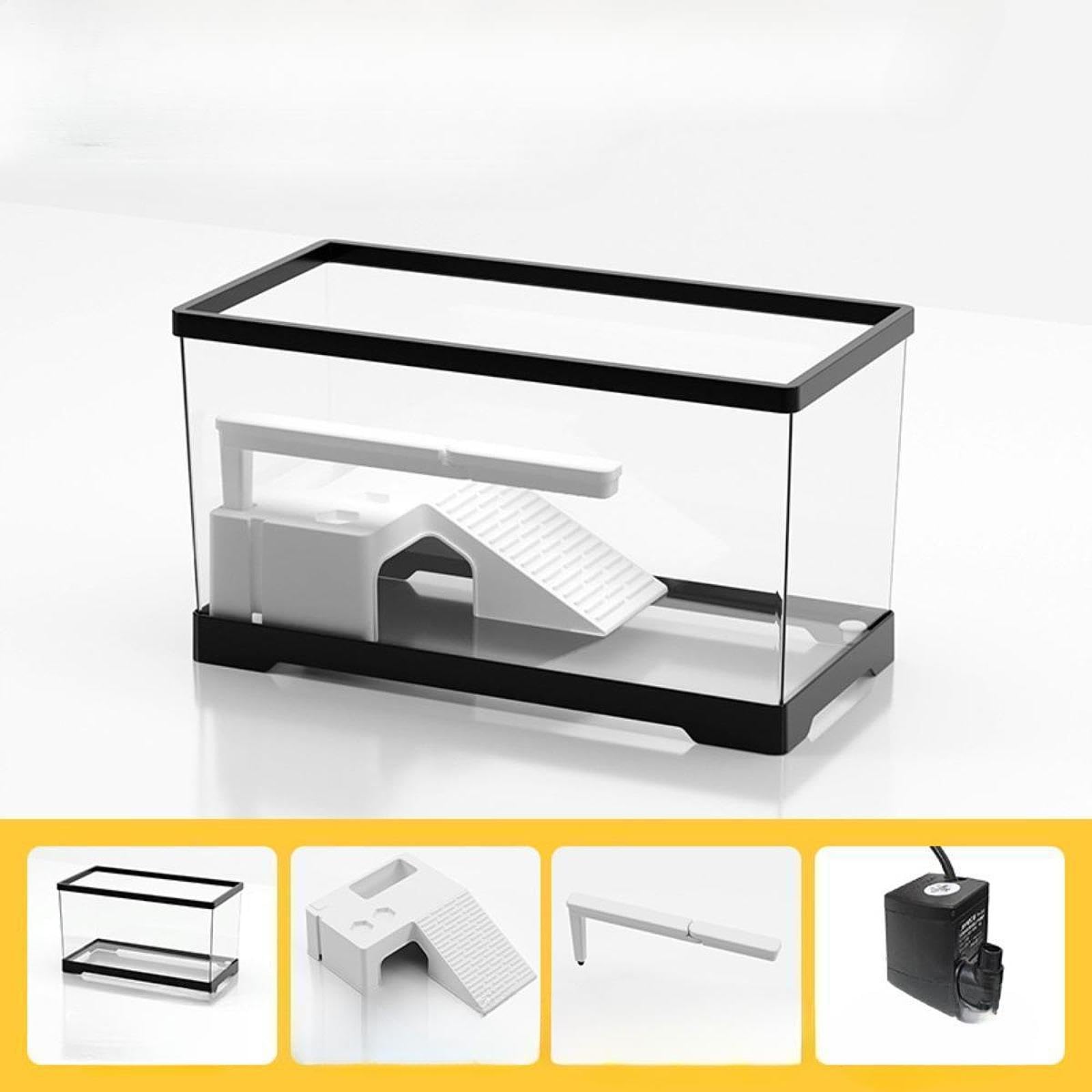 Habitat pour Reptiles, Balcon, Aquarium, Maison pour Tortues, Terrarium pour Amphibiens, Décoration Intérieure, Noir