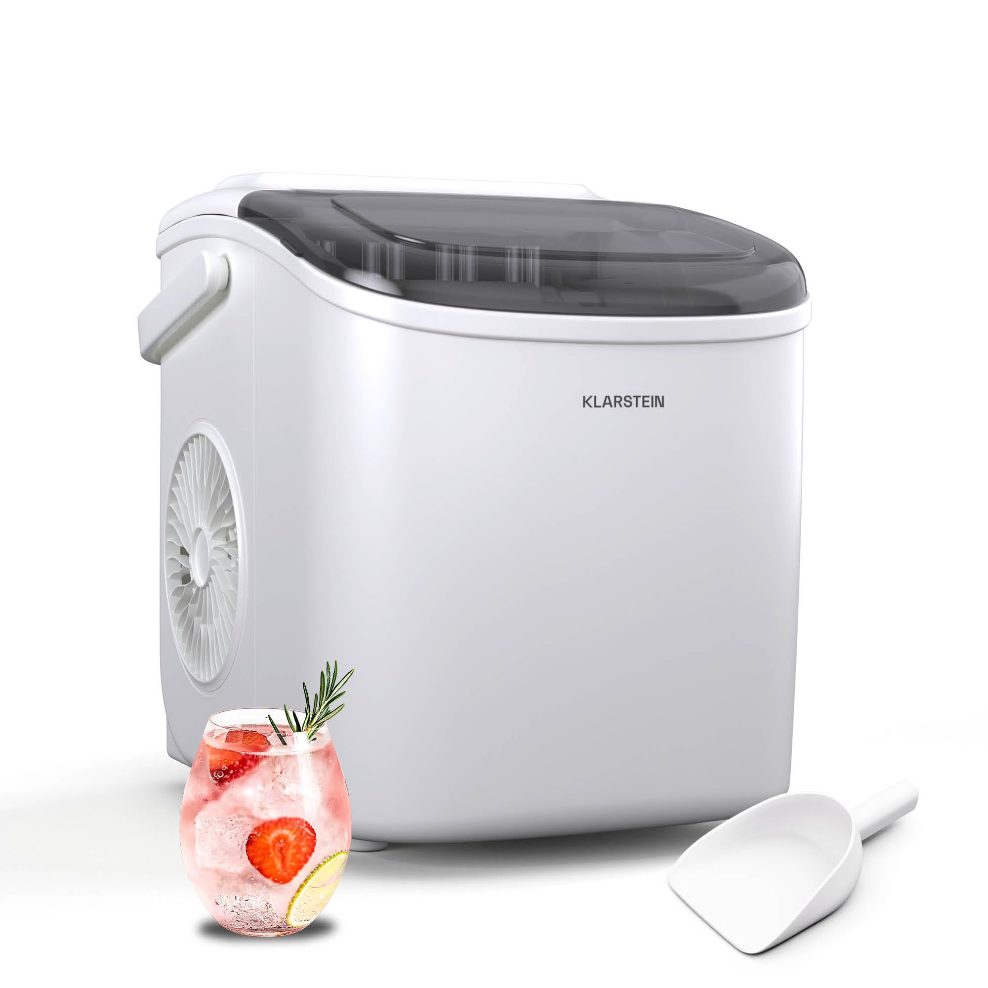 Klarstein Macchina Ghiaccio - 12kg/24h, 2 Dimensioni Cubetti, Serbatoio 1.3L, Controllo Tattile, LED Indicatori, Portatile, Ideale per Casa/Feste