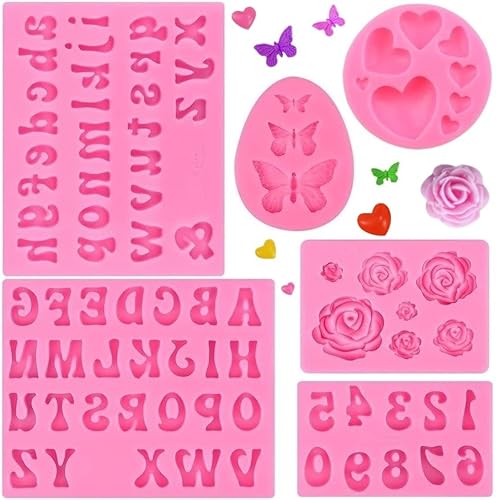 Miniatura 5 de SUNKOOL NW-028 - Molde de silicona con flores de rosas para decoración de azúcar de chocolate herramientas Fimo 4 tamaños rosa 1 pieza
