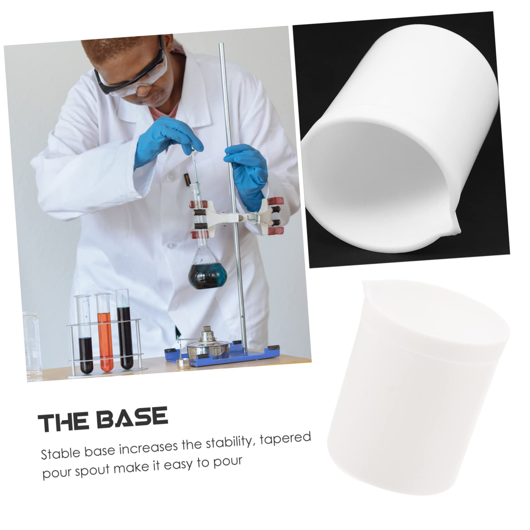 CIYODO 100ml PTFE Beakers for Labs Measuring Cups for Science Experiments Scale High Temp Resistance 280°c