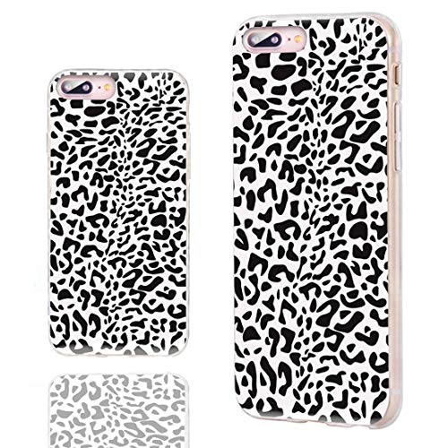 ChiChiC iPhone 8 Plus Case Cool,iPhone 7 Plus Case Cute,Slim Flexible Soft TPU Rubber Clear Protective Cases Cover with Design for iPhone 8 7 Plus 5.5,Black White Animal Leopard Cheetah Leopardo Print
