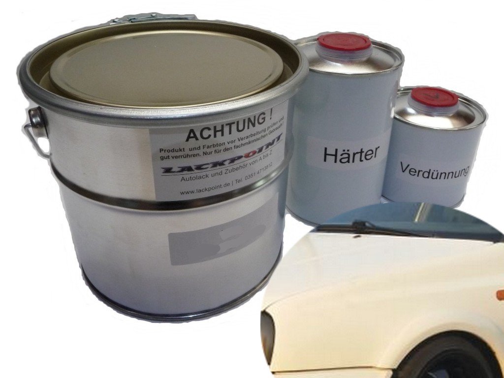 Lackpoint 1 Liter Set 2K Autolack RAL 9001 Cremeweiß kein Klarlack Tuning