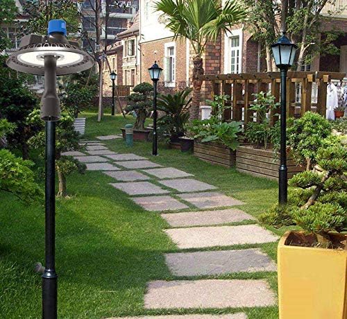 Miniatura 7 de KRLED Post Top - Luz circular LED de 150 W, del atardecer al amanecer (fotocélula incluida) 16000 lm 5500 K, luz blanca pura para poste de jardín,