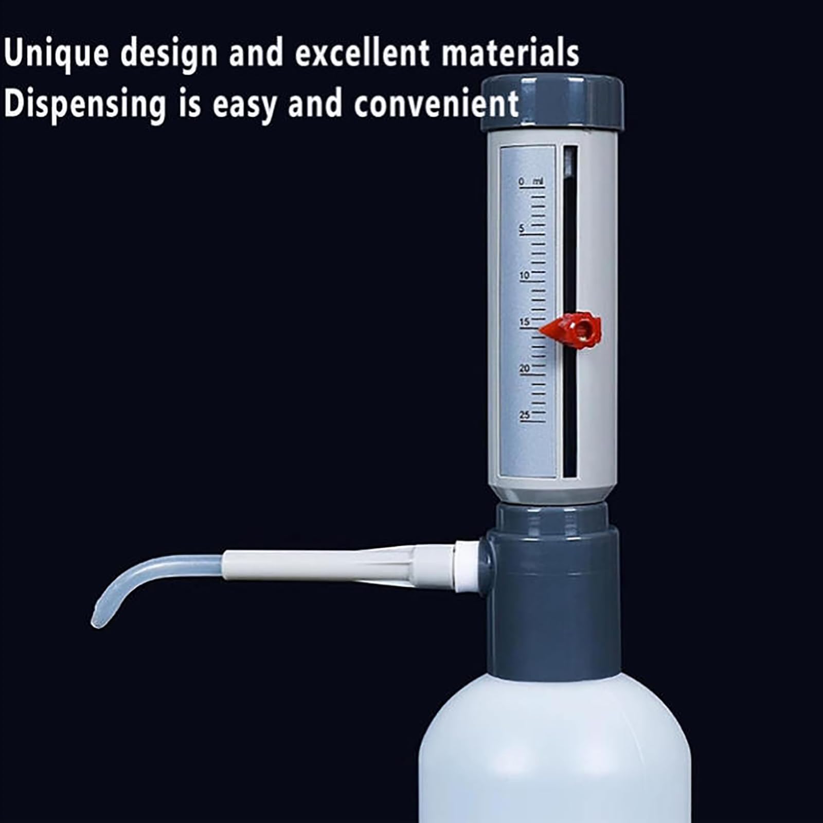MObyat Einstellbare Laborpipetten mit 0–25 ml, Flaschenaufsatz-Dispenser mit Hülse, mit 2000-ml-Reagenzflasche, einfaches und präzises Dosieren ohne Tropfen, für Säuren, Basen und Reagenzien