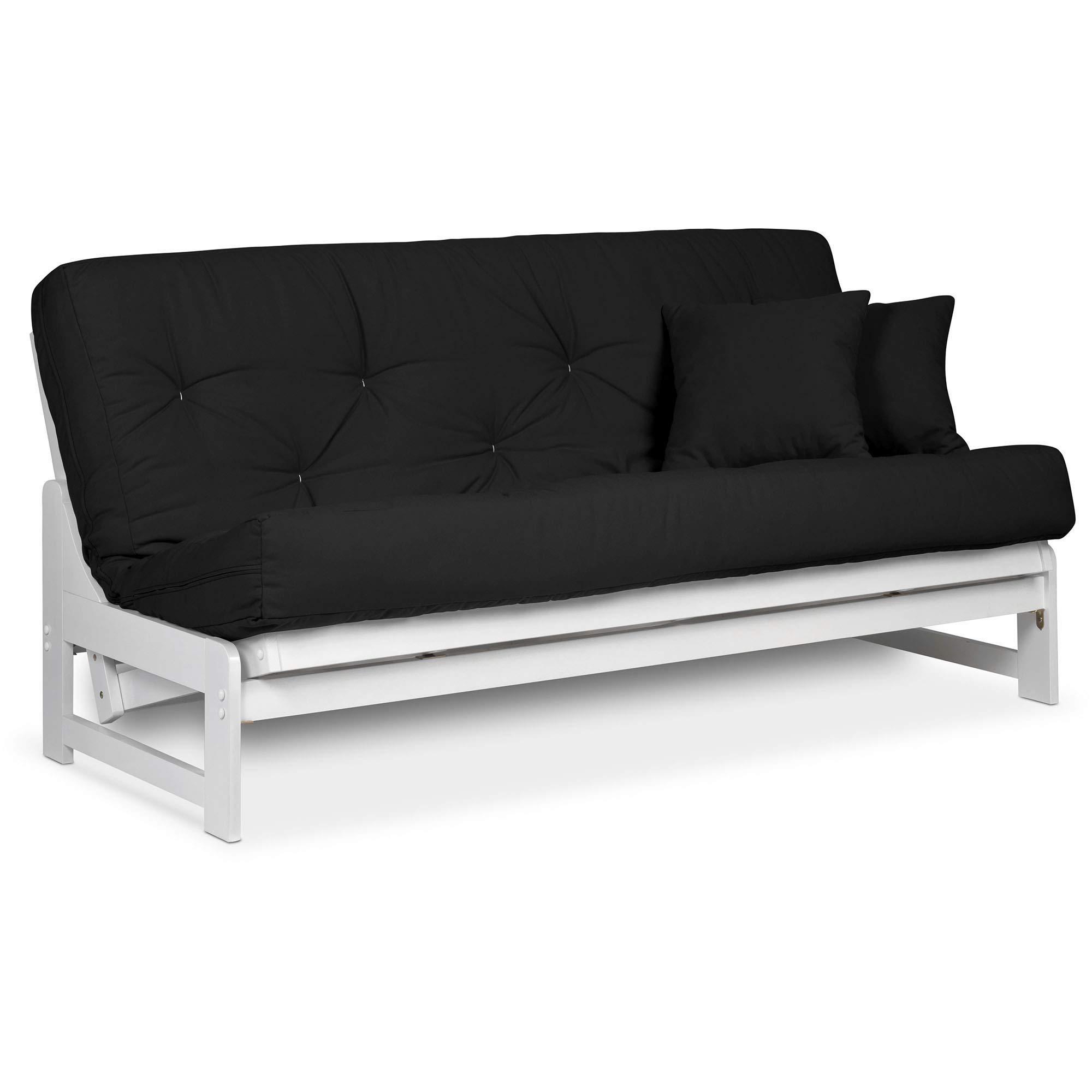 Buy Arden White Futon Set Queen Size Armless Futon Frame with