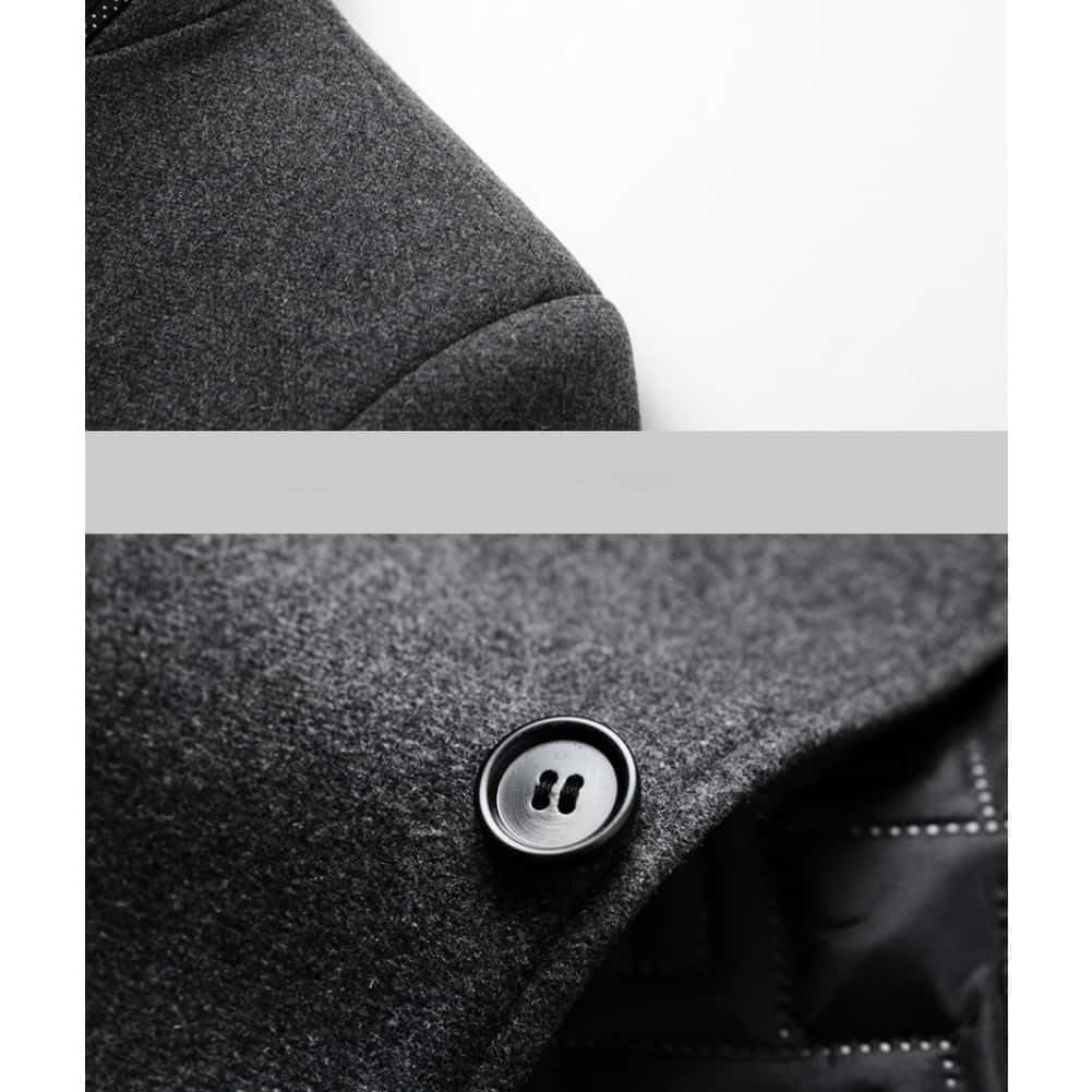 Men's Woolen Stand Collar Long Wool Blend Overcoat Slim Fit Down Topcoat Business Down Jacket Winter Stylish Long Slim — view 4