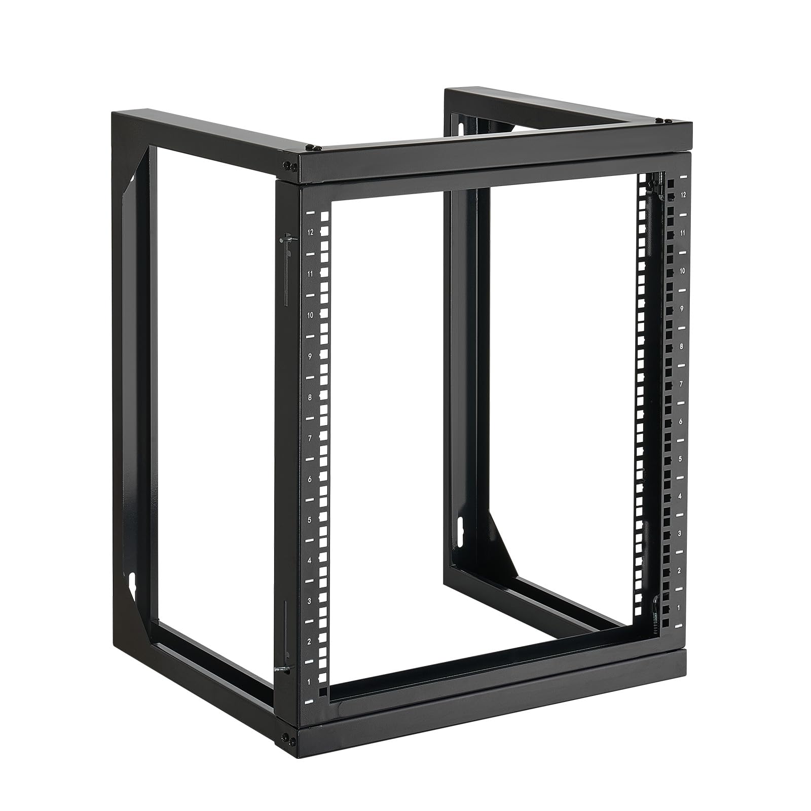 VEVOR Regał serwerowy 12U do montażu ściennego, maks. nośność 68 kg, regał sieciowy z otwartą ramą z huśtawką bramkową 180 stopni, stal węglowa, do urządzeń sieciowych IT i urządzeń AV, serwer