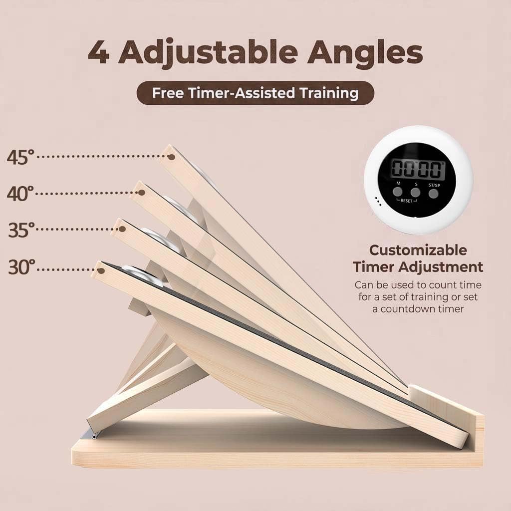 Slant Board for Exercise, 2-in-1 Balance Board & Calf Stretcher with Timer,Adjustable Wooden Squat Wedge with Anti-Slip Surface,Incline Board for Stretching & Blance Training