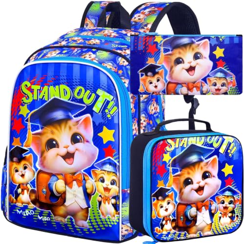 Image of AGSDON 3PCS Backpacks for Girls, 16 inch Elementary Kids Backpack Preschool School Bookbags and Lunch Box