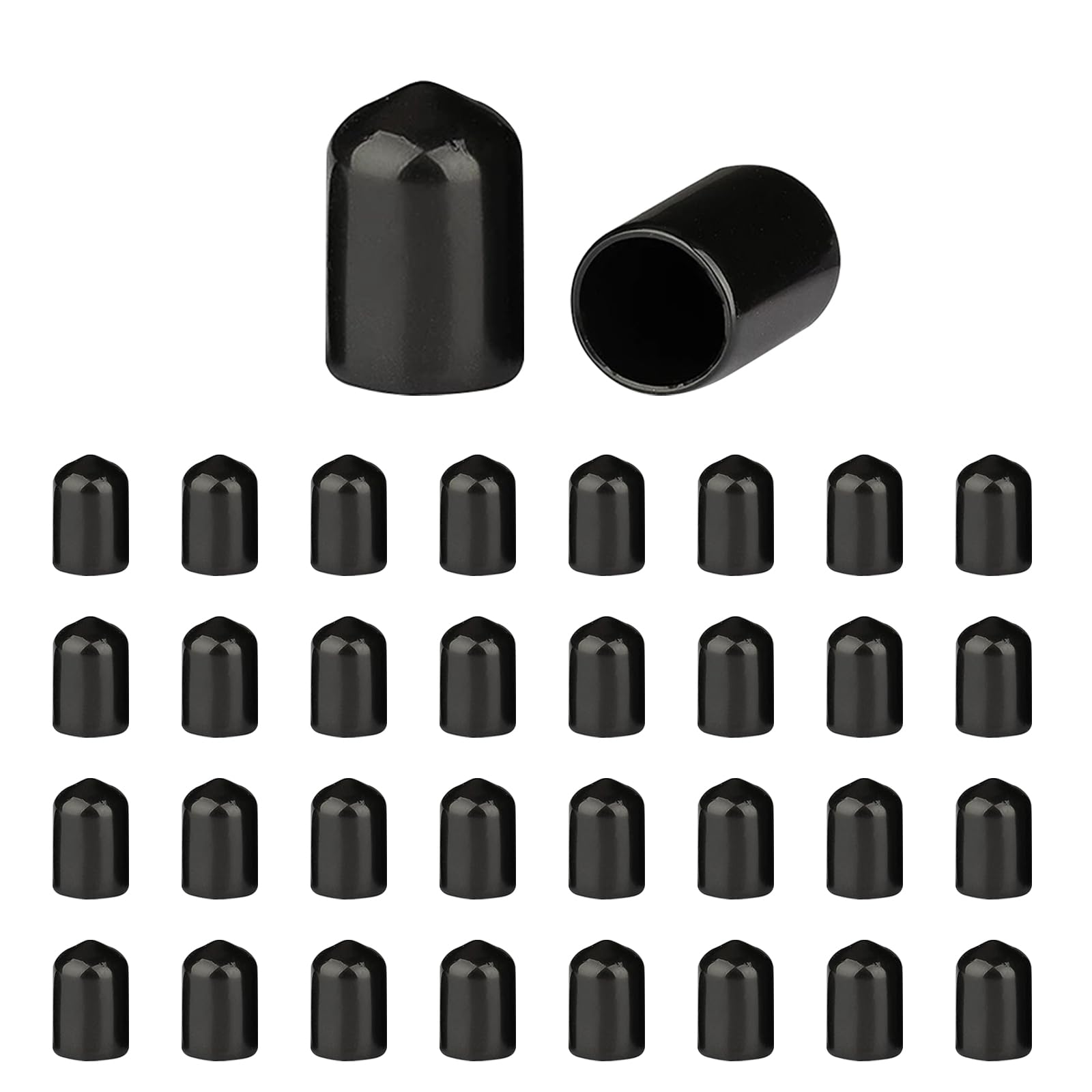 HLIWS 200 Pcs Round Rubber End Caps Protective Caps, 11mm,Black Vinyl Cover Screw, Thread Protectors Assortment