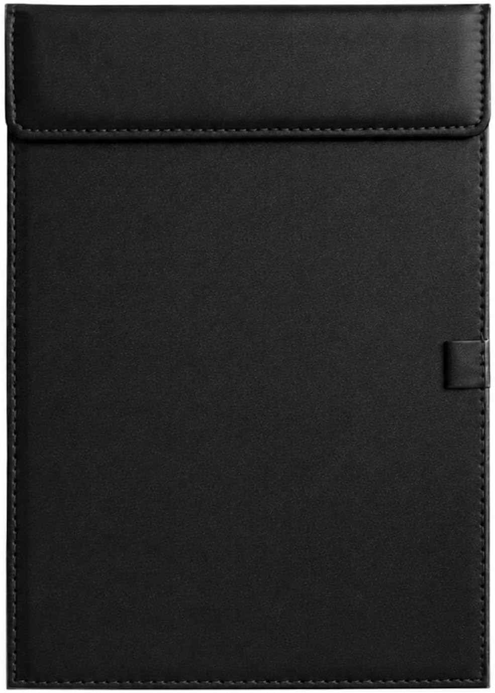 NJ Ultra Smooth PU Leather Clipboard, Business Meeting Conference Magnetic Writing Pad, A4 File Paper Profile Clip Drawing Writing Board Pad, Paper Hardboard with Pen Holder Loop: Black (1)