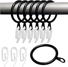 52 Set Metal Curtain Rings Drapery Hanging Rings with Plastic Curtain Hooks for Curtains and Rods, 30 mm Internal Diameter