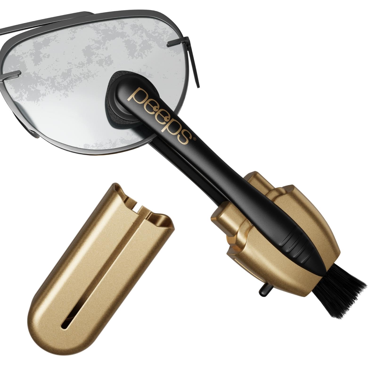 Peeps Glasses Cleaner - for Eyeglasses Reading Glasses and More - Lens Cleaner with Carbon Microfiber Tech-Gold-1 Count Pack of 1 | With Brush Portable & Reusable Safe & Effective Carbon Micr product thumbnail 3