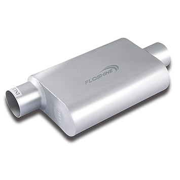 Floshine Exhaust Mufflers, Universal Performance Exhaust Street Muffler, Aluminized Steel Universal 3