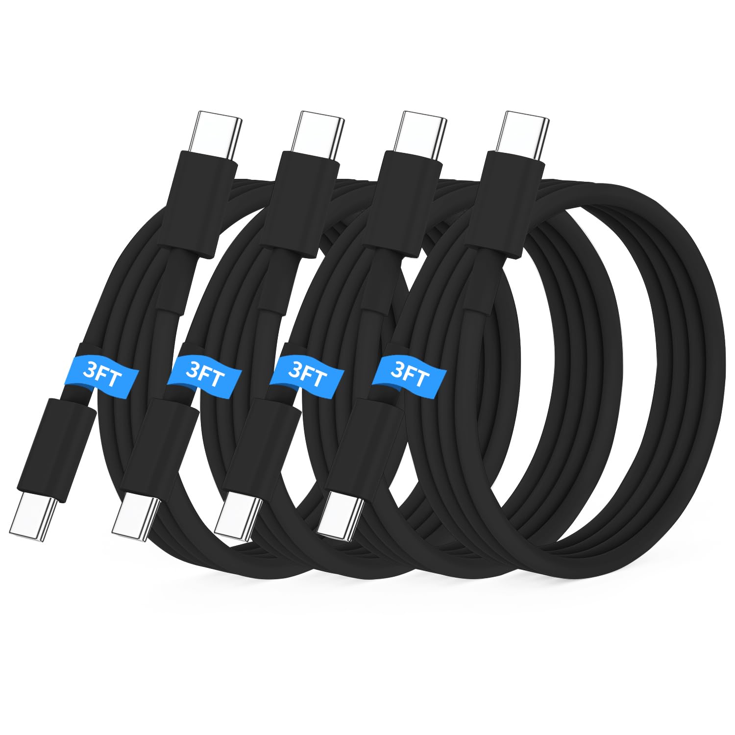 Essri USB C to USB C Cable 3FT for Apple iPhone 16 15 Charger Cord,4Pack 60W C to C Cable Fast Charging Wire for iPhone 16 15 Pro Plus Pro Max iPad Pro/Air MacBook Pro/Air,for Galaxy S24 S23 -Black