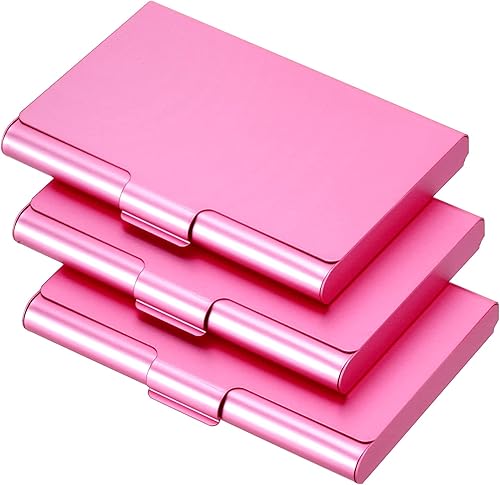 Miniatura 6 de PATIKIL Tarjetero de visita, paquete de 3 fundas de metal de aluminio para tarjetas de identificación, tarjetas de crédito, color negro