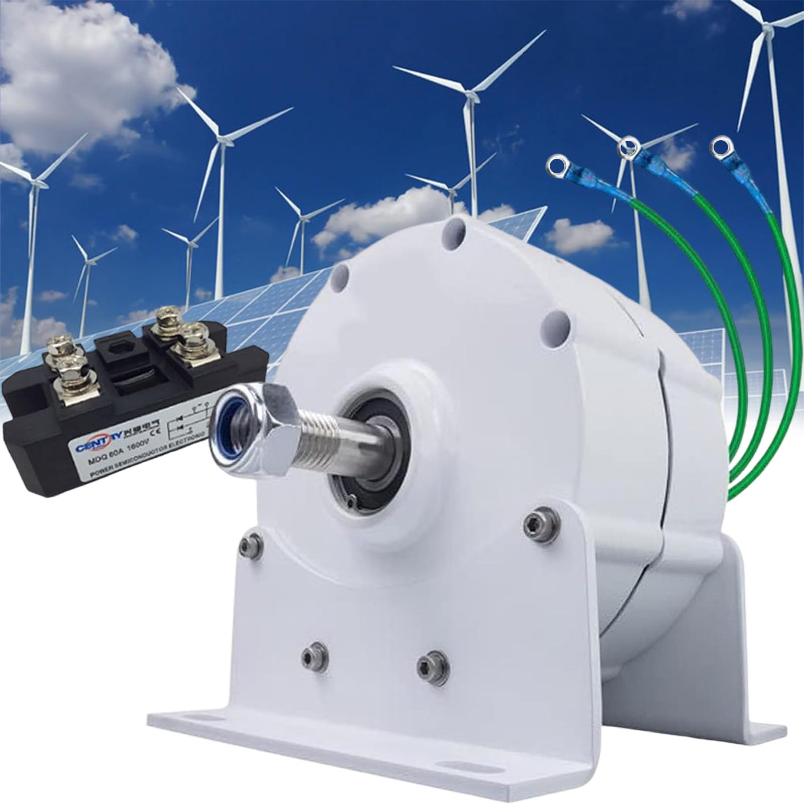 Alternateurs de Générateur de Générateur 12000W 12V 24V 48V 120V 220V 3 Phases Animment Permanent sans Engrenage RPM Faible pour le Moteur Diesel À Turbine À Eau Éolienne (avec Base),220V