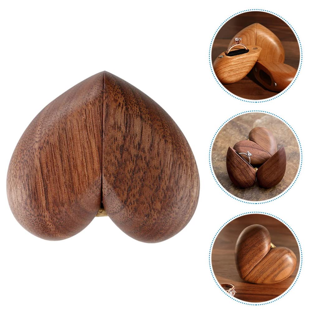 Regalos conmemorativos Regalos para Hombres Caja de Madera para Anillos Estuche para Anillos con Forma de corazón Organizador de Joyas para Ceremonia de Boda Propuesta Compromiso Regalos