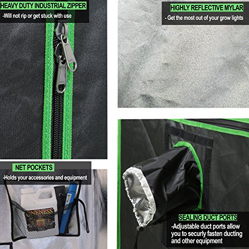 Yield Lab 96" X 48" X 78" Grow Tent With Viewing Window – For Indoor, Led, T5, Cfl, Hps, Cmh – Hydroponic, Aeroponic, Horticulture Growing Equipment #TOP3