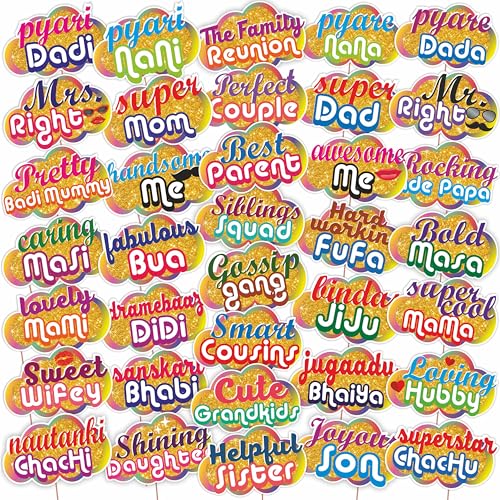 WOBBOX All Occasion Indian Family Photo Booth Props, Baby Shower ...