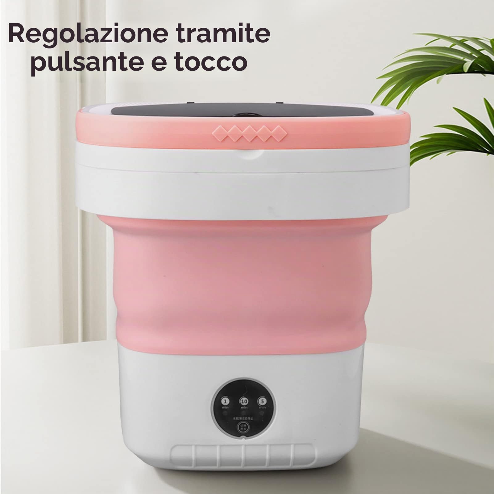 YUYTE Lavatrice Portatile, Mini Lavatrice Pieghevole da 7,5 Litri e Centrifuga Piccola Lavatrice Pieghevole per Campeggio, Camper, Dormitorio, Viaggi, Lavanderia da Viaggio (Rosa)