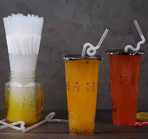 Miniatura 5 de Envueltas individualmente 100 popotes de plástico flexible transparente, popotes flexibles desechables, (9.45 pulgadas de largo y 0.23 pulgadas de