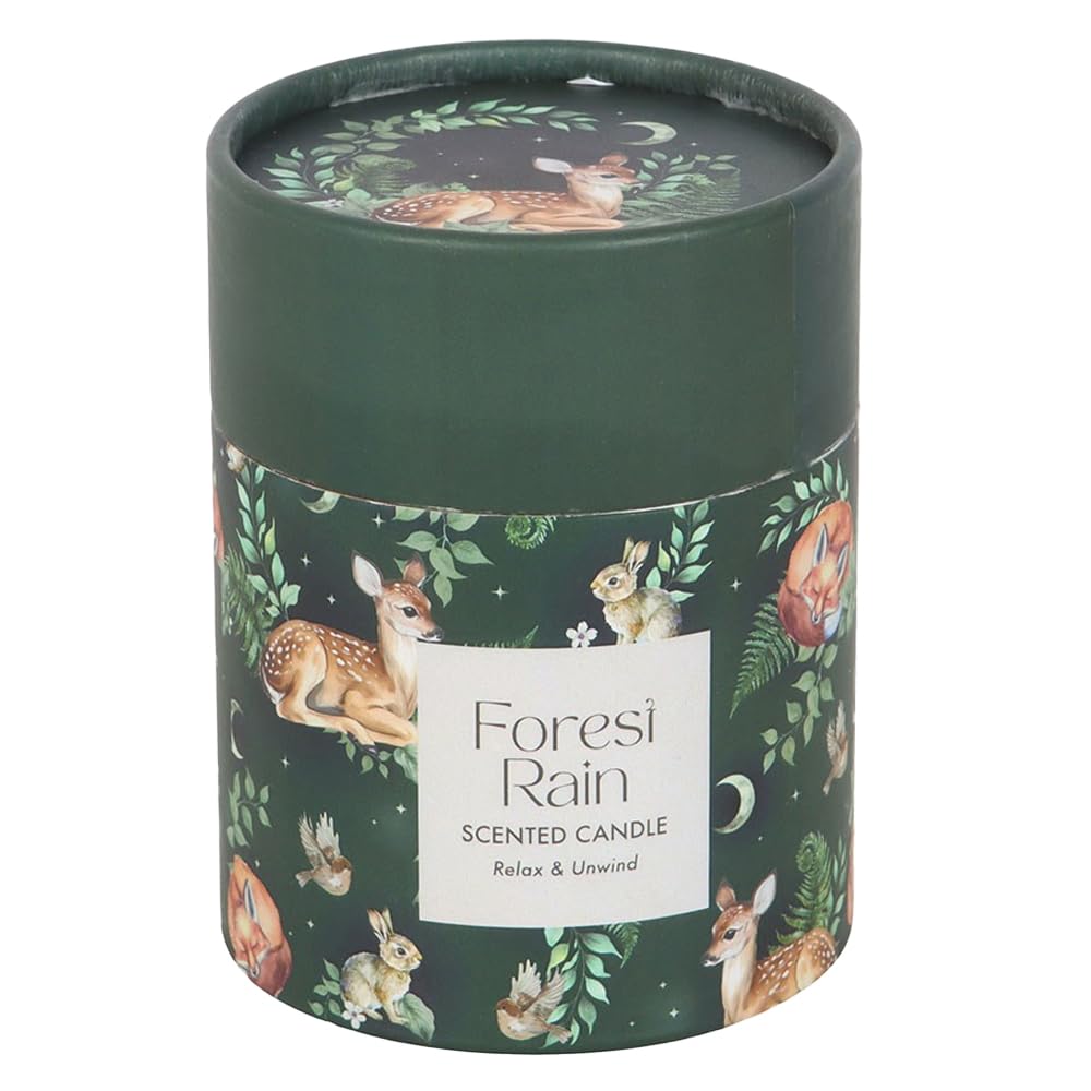 Fawn & Friends Forest Rain Fragrance Green Glass Jar Scented Gift Boxed Candle