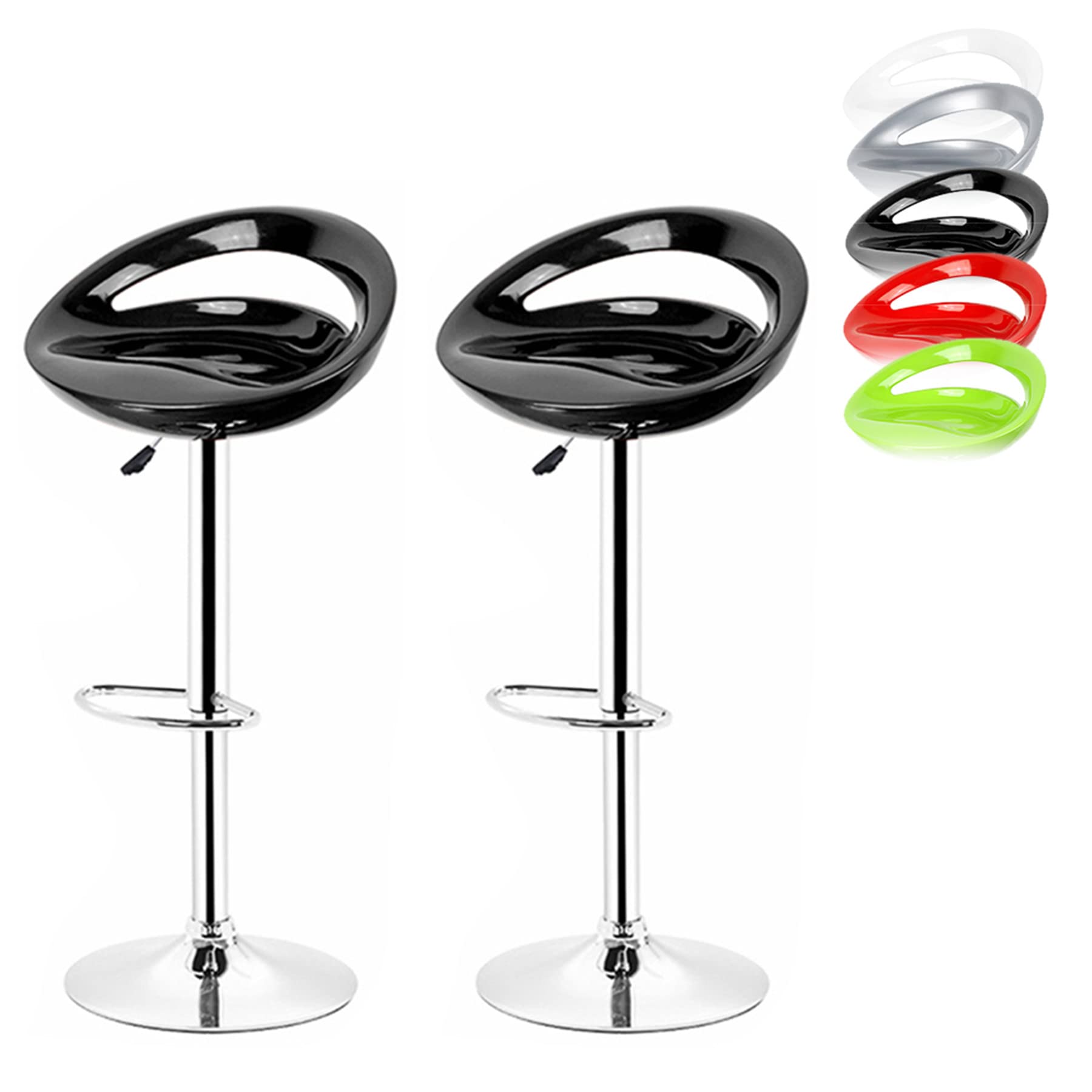 2X Taburetes Alto Cocina Regulable en Altura Taburetes de Bar con Respaldo Cuero ABS Sillas Altas Taburete Giratorio para Estudio, Trabajo, Oficina 43 * 43 * (81-101) cm