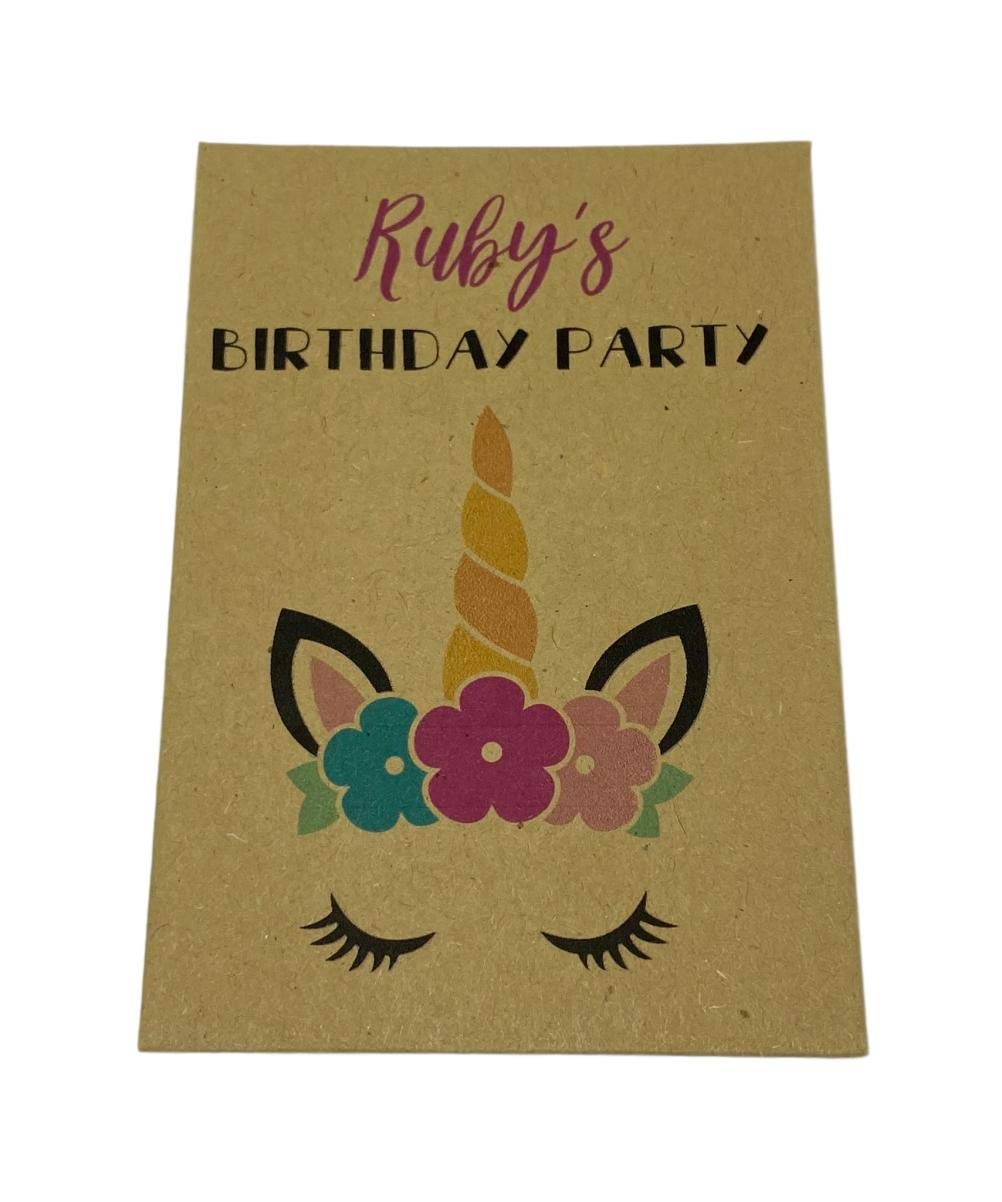 Unicorn Birthday Seed Packets x 10 Wildflower Party Bag Fillers Personalised with Your Child's Name & Birthday 1st Class Postage