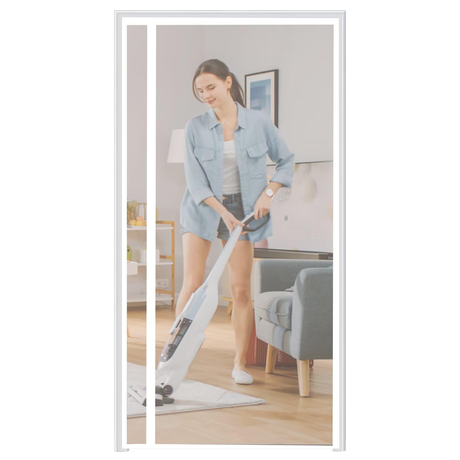 Moustiquaire sur mesure aimantée 150x250cm blanche pour porte et grande fenêtre