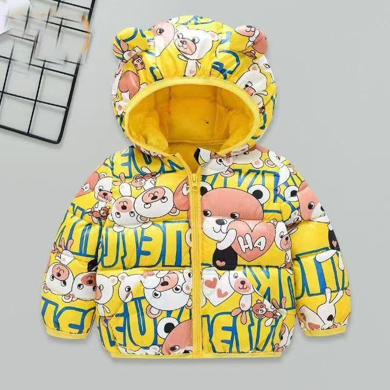 Image of Bold N Elegant Kid's Standard Length Polyester Winter Dinosaur Bomber Jacket Hoodie Puffer Quilted Jacket Coat for Baby Boys and Girls