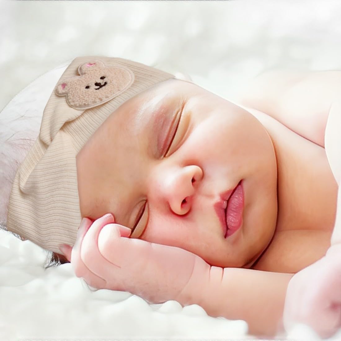 Blumenstirnband Baby beige Eichhörnchen Kaninchen Kreuz Stirnband Haarband Band gestrickt gedrehtes Stirnband weiches elastisches Stirnband Baby Mädchen
