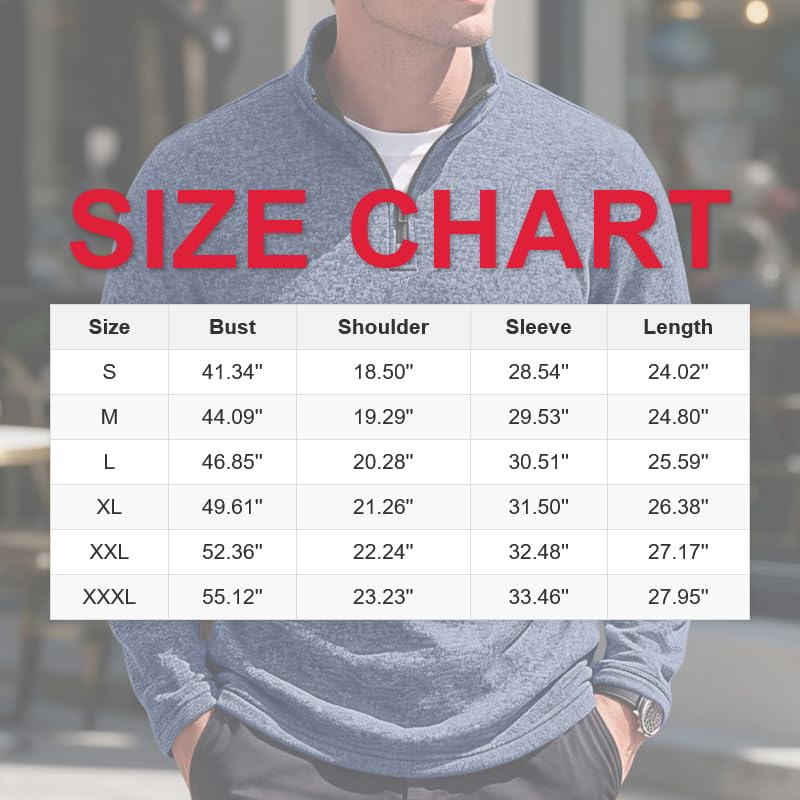 Mens Quarter Zip Pullover Fleece Lined Textured Vintage Fall Sweatshirts - image 4