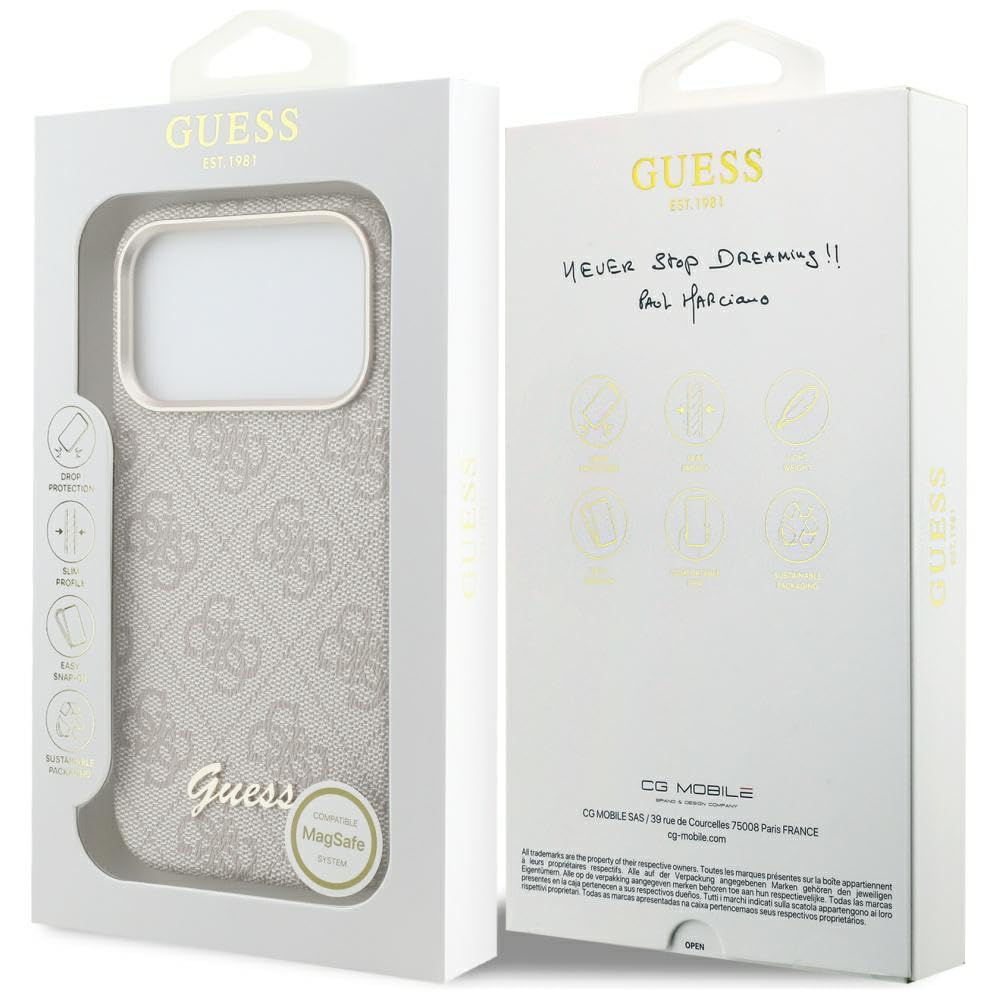 CG MOBILE Guess 4G Script etui kompatybilne z MagSafe do iPhone 17 Pro Max (różowe)