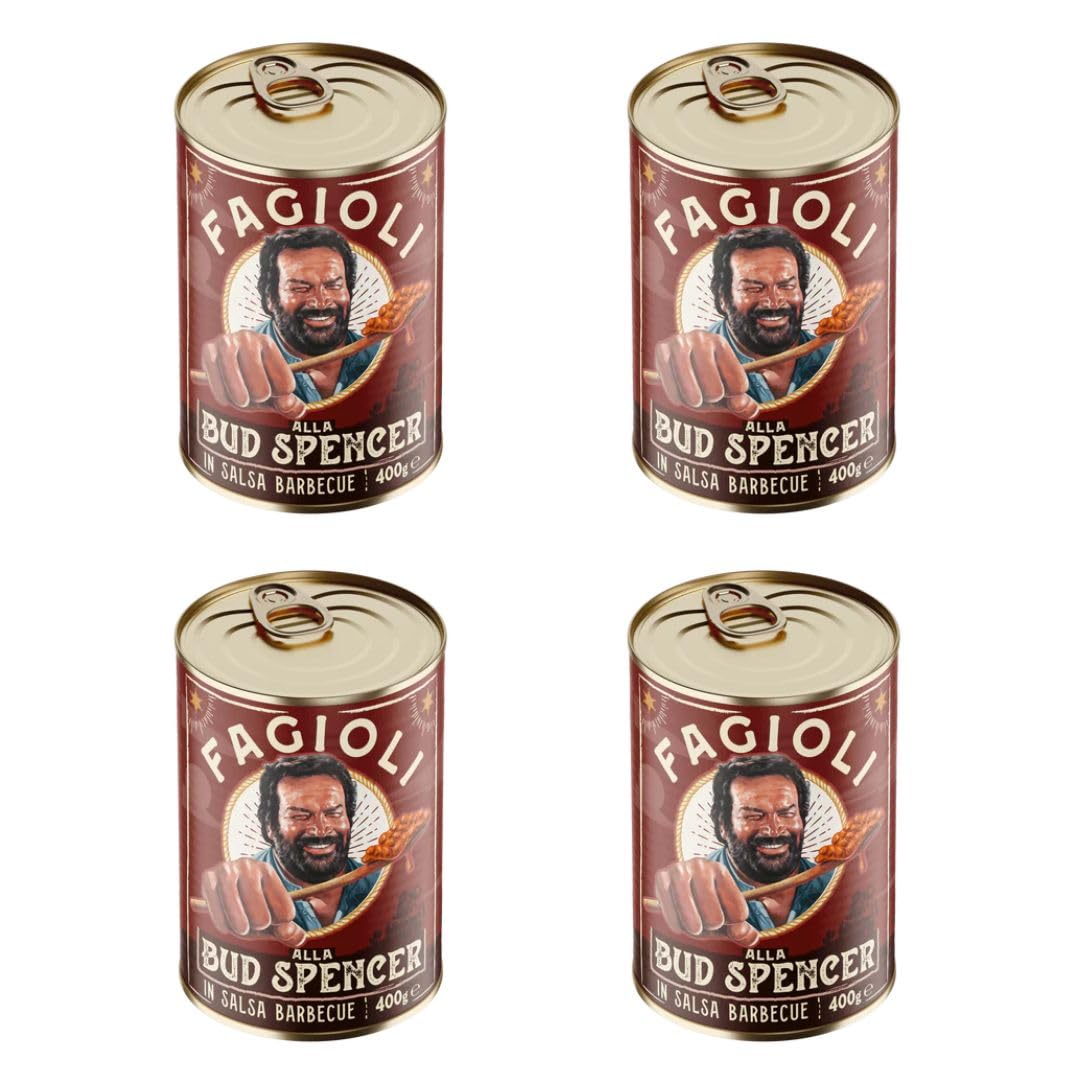 Fagioli alla Bud Spencer in salsa Barbecue - 4 lattine da 400 g - PRODOTTO ORIGINALE BUD POWER