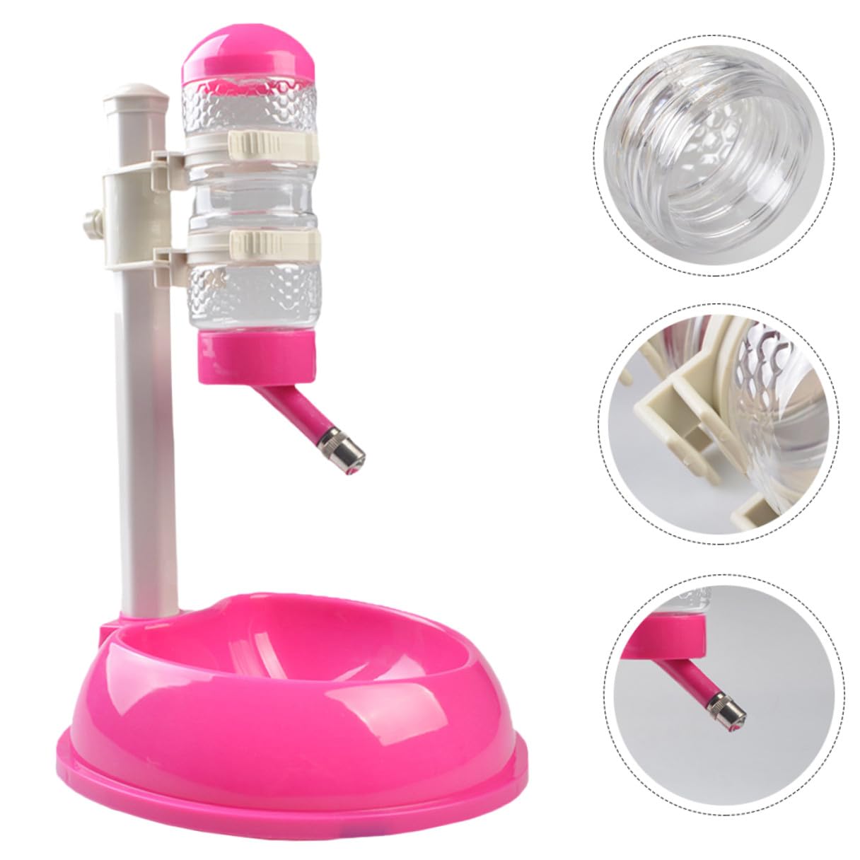 Dispensador de Agua para Mascotas Automático Bebedero de 500 Ml Comedero Ajustable Base Antideslizante Material PP y PVC Transparente Apto para Perros y Gatos