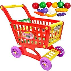 Mini Carrinho de Compras Mercadinho + Frutas Legumes Infantil Brinquedo Presente