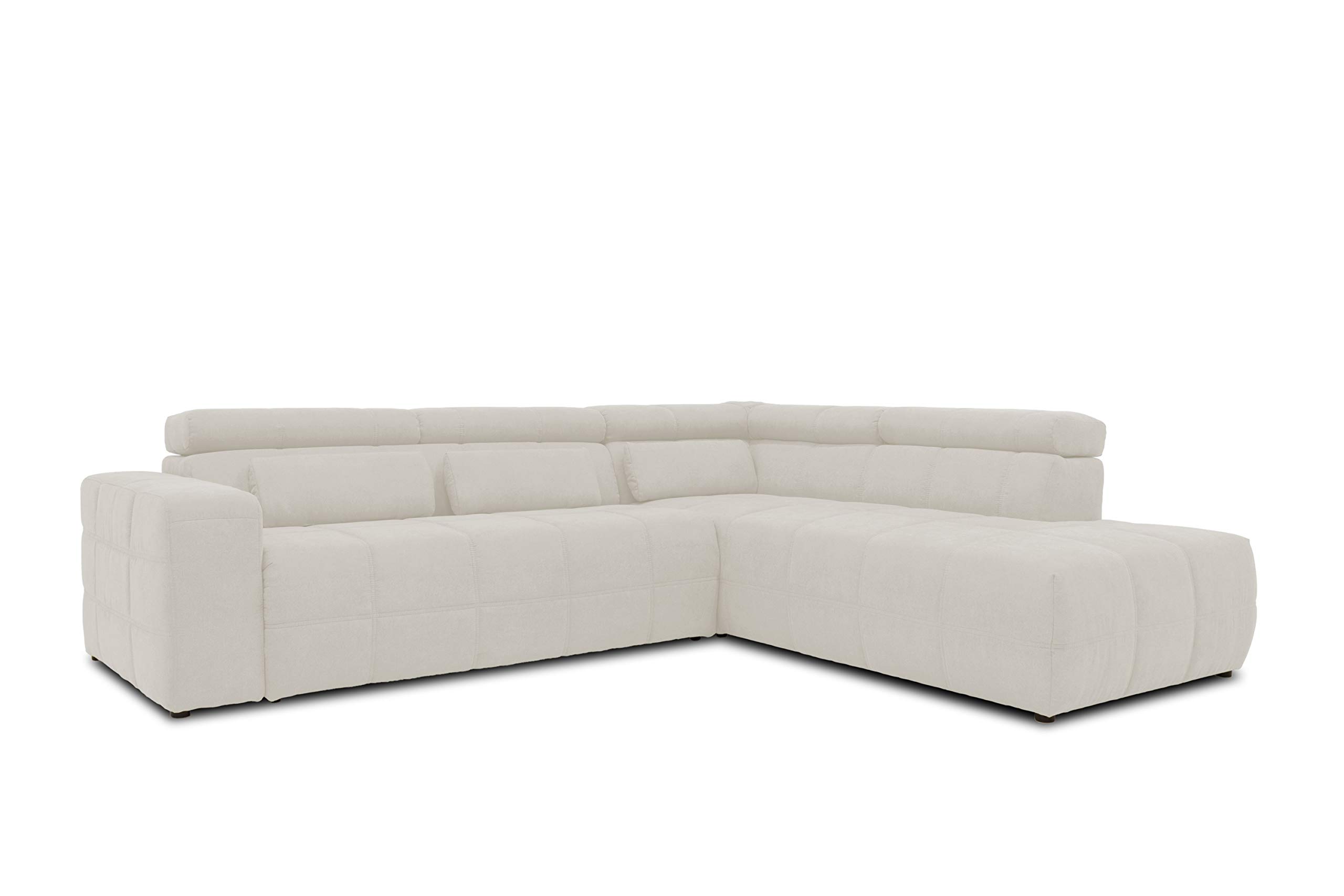 DOMO. collection Sofá esquinero Brandon con Respaldo en Forma de L, esquinero Acolchado, 275 x 228 x 98 cm, Color Beige