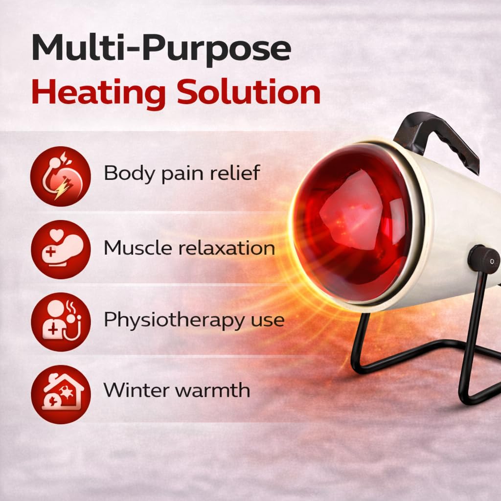 Care Of India Infrared Heat Lamp for Body Pain Relief, Heat Therapy Treatment, Swelling Relief, Red 4